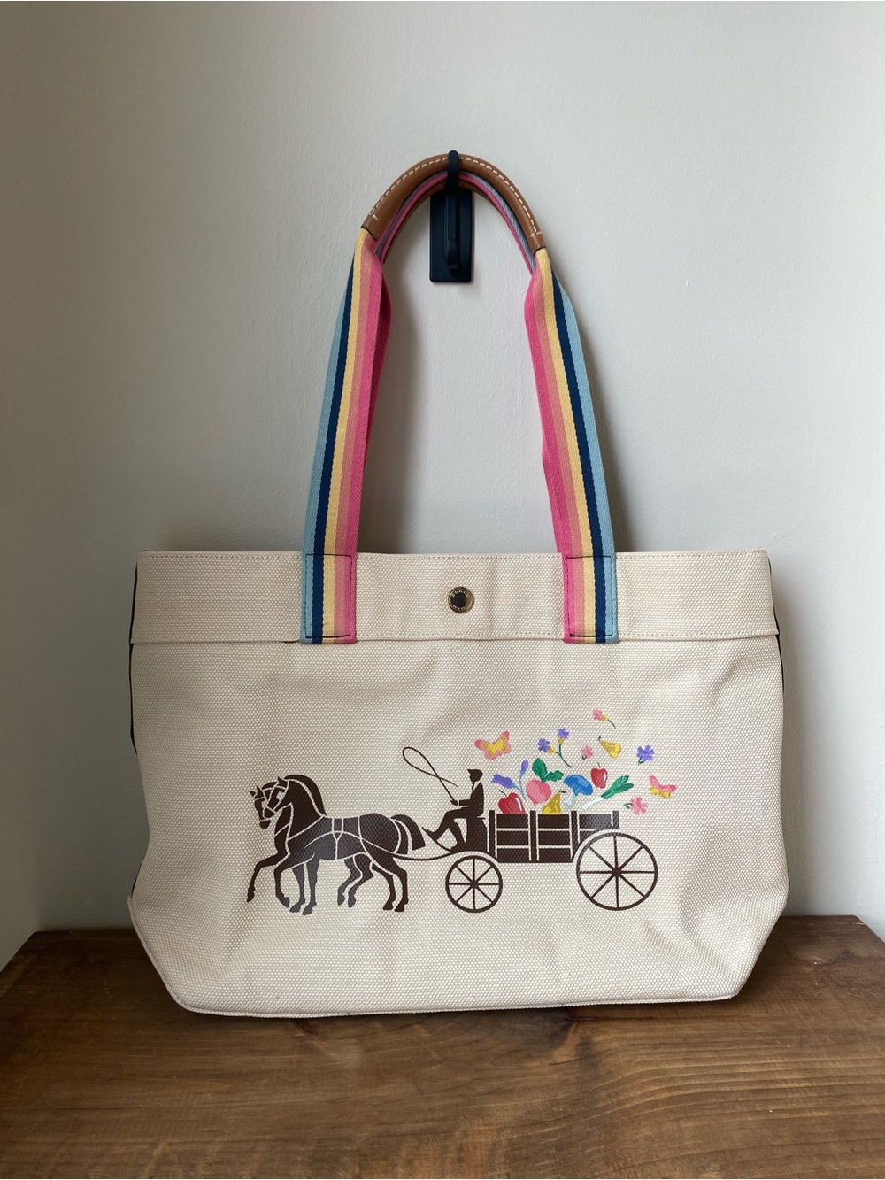 Coach Dreamy Veggie horse and carriage canvas tote bag